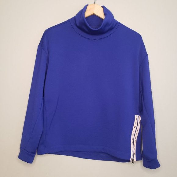 Nike Mockneck Oversize Pullover Sweater Side Zipper Size Small Blue - Picture 2 of 16